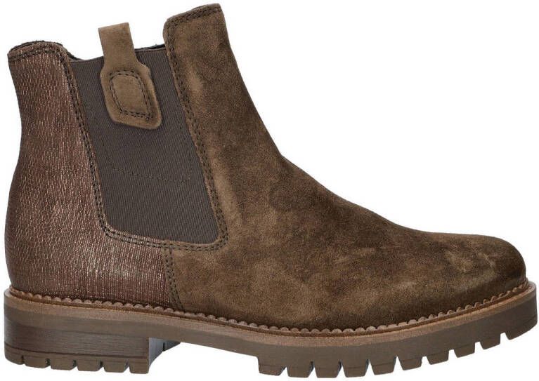 Gabor Suède Chelsea Boot met Metallic Detail Brown Dames