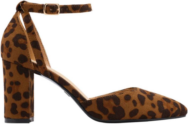 Graceland pumps met panterprint cognac