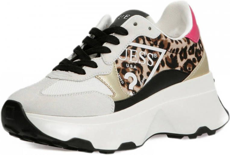 Middellandse Zee kast overspringen GUESS CALEBB chunky sneakers met panterprint beige multi - Schoenen.nl