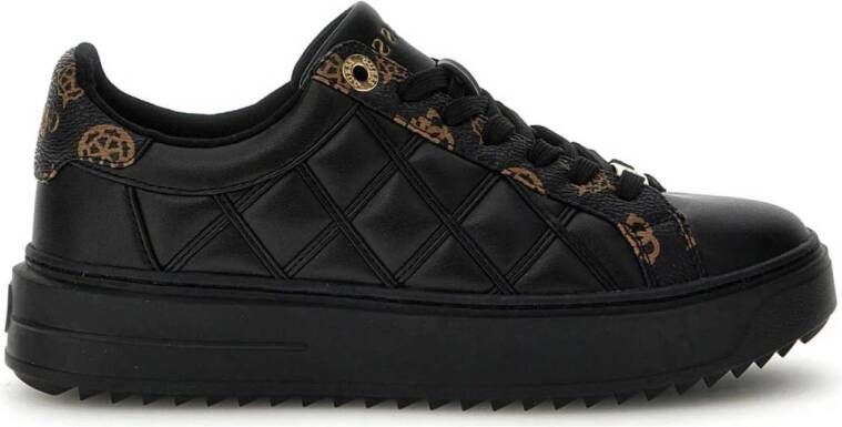 GUESS Dattice Dames Sneakers Laag Gewatteerd Black Brown