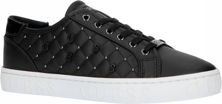 GUESS Gladiss leren sneaker zwart zilver