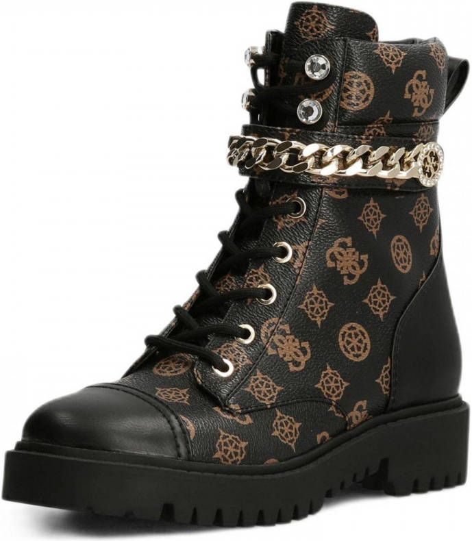 Guess Dames Bruine Multilogo Enkellaarzen Odyssa Brown Dames