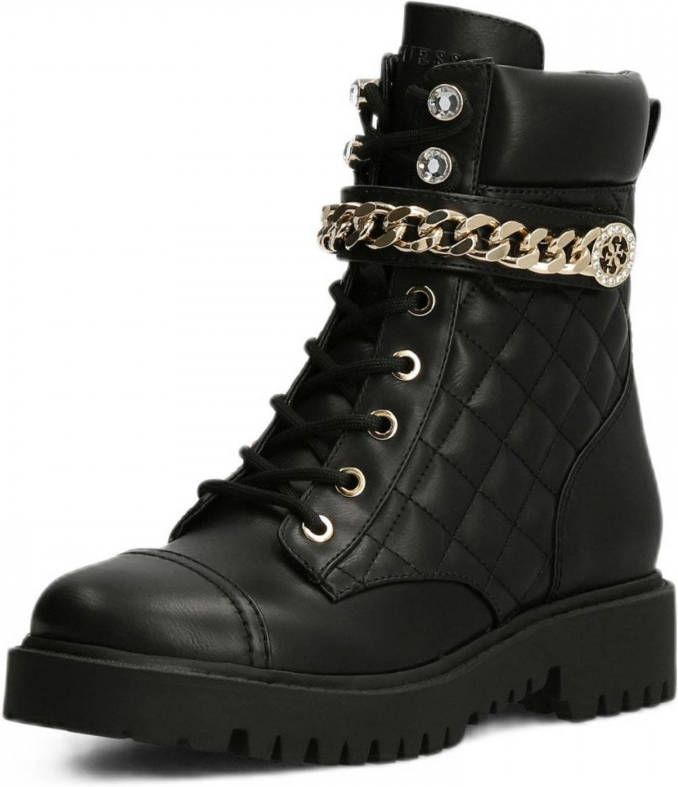 GUESS ODYSSA veterboots met ketting zwart