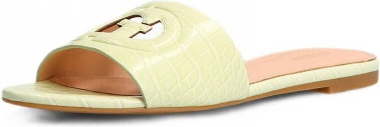 GUESS Tashia slippers met crocoprint limegroen