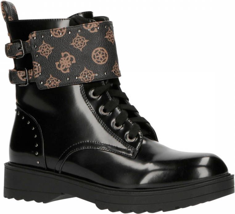 GUESS Wanda lak veterboots zwart bruin