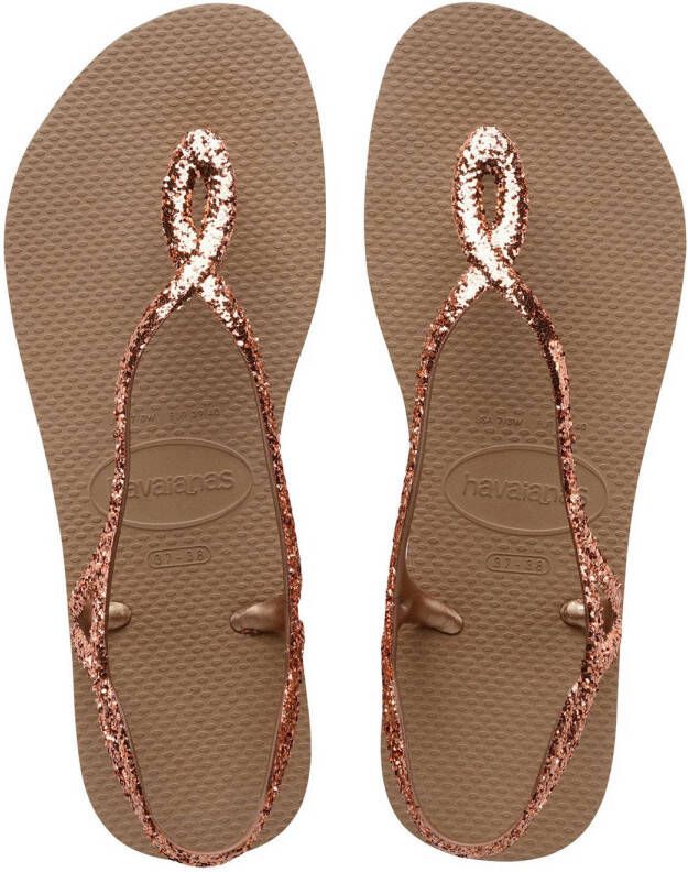 Havaianas Luna Premium II sandalen met glitters roségoud