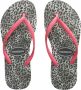 Havaianas Slim Animals teenslippers met panterprint roze grijs - Thumbnail 2