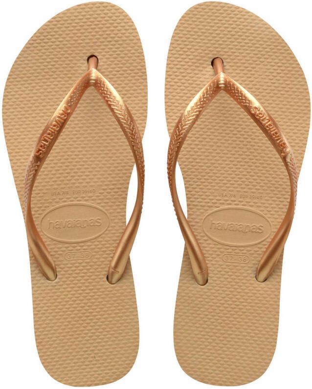 Havaianas Slim Flatform teenslippers goud Dames Rubber Effen 35-36