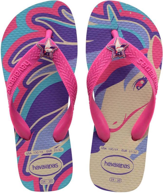 Havaianas Unicorn teenslippers roze beige Meisjes Rubber Personage 27 28