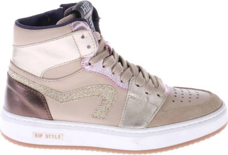 Hip H1765 leren sneakers beige Meisjes Leer Meerkleurig 33