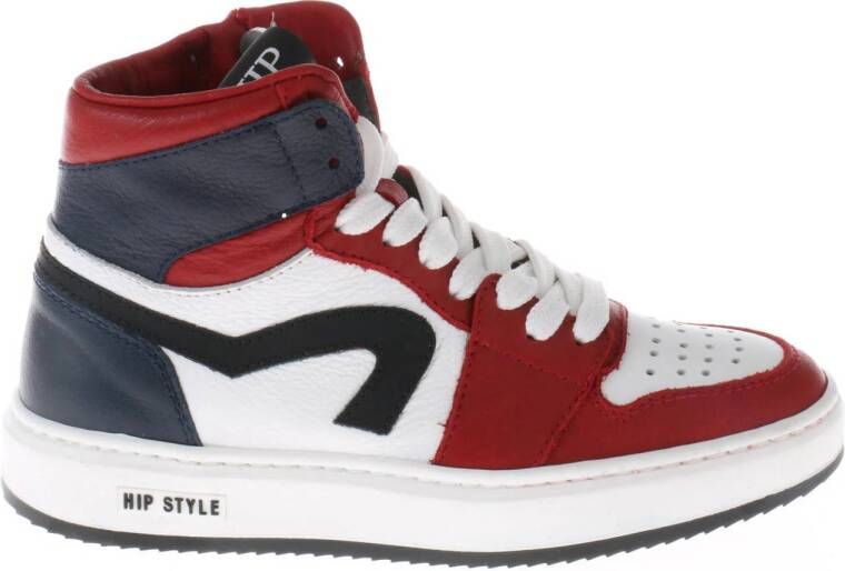 Hip leren sneakers rood Jongens Leer Meerkleurig 27