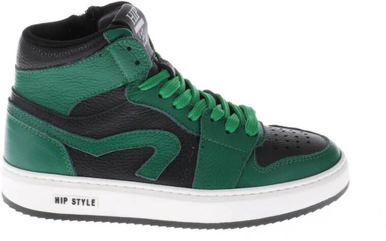 Hip leren sneakers zwart groen