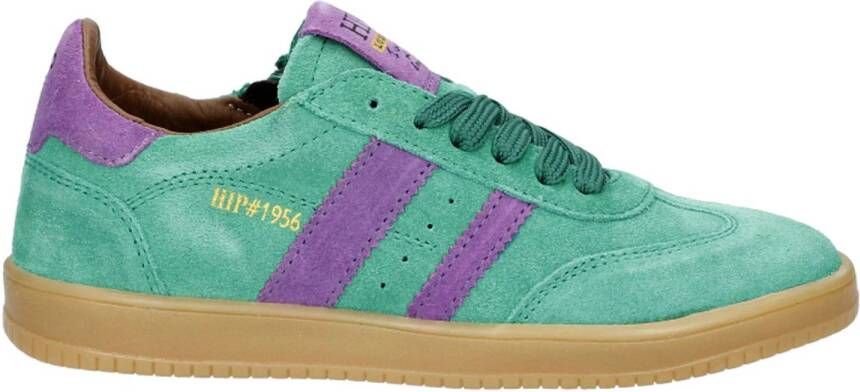 Hip suède sneakers groen lila