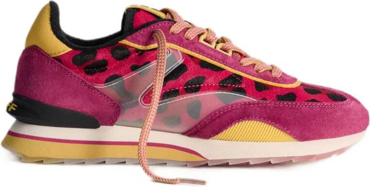 HOFF Art Pink Lady leren sneakers met panterprint rood geel