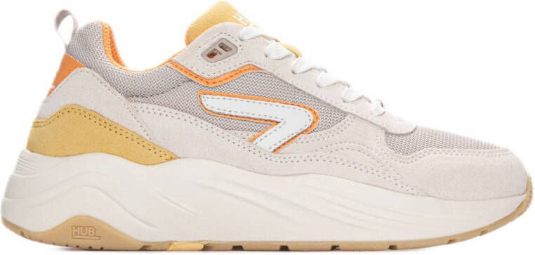 HUB Glide chunky suède sneakers beige oranje