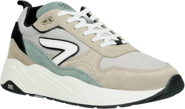 HUB Glide suède sneakers beige lichtgroen