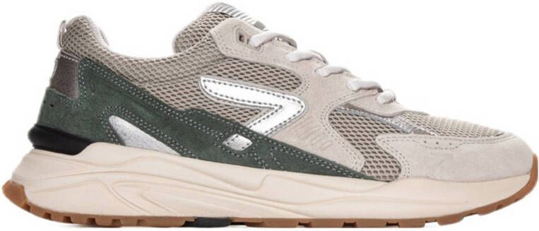 Hub Beige Lage Sneakers met Groene Accenten Multicolor Heren