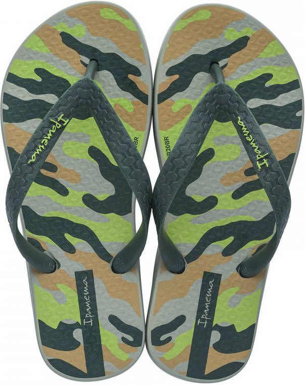 Ipanema Classic Kids teenslippers met camouflage print kaki groen