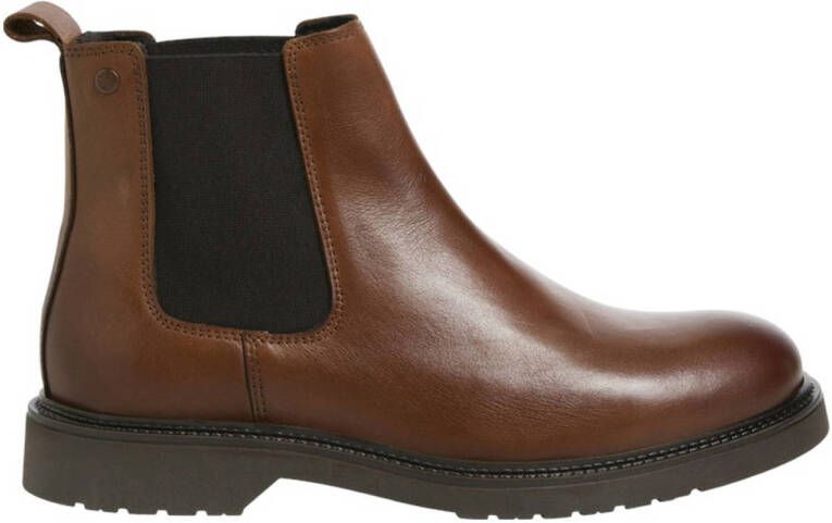 JACK & JONES leren chelsea boots cognac