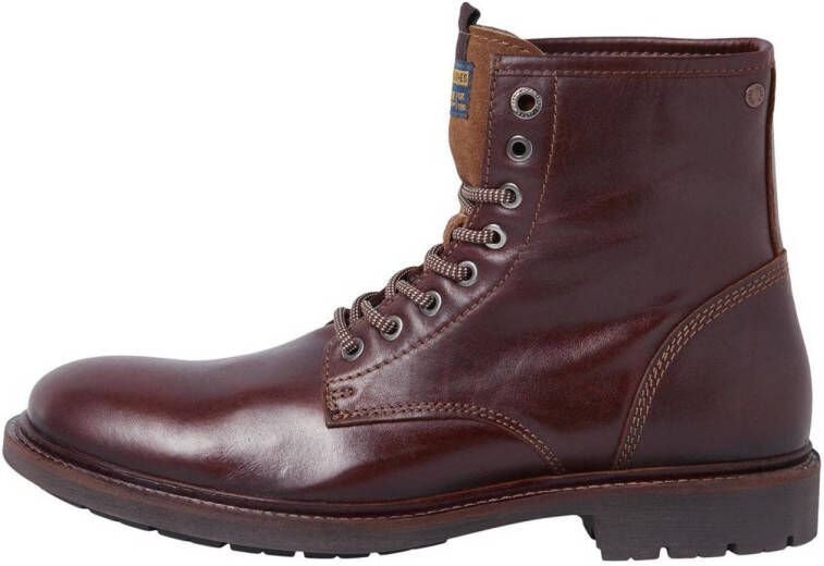 JACK & JONES leren veterboots bruin