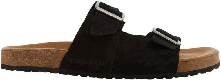 JACK & JONES suède slippers zwart