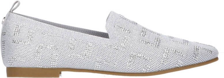 La Strada knitted loafers met glitters zilver