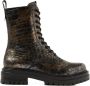 Lazamani Alize leren veterboots met slangenprint goud - Thumbnail 1