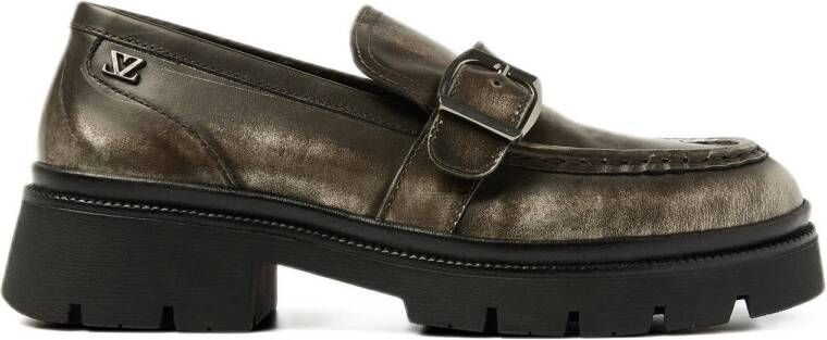 Lazamani chunky leren loafers zilver metallic