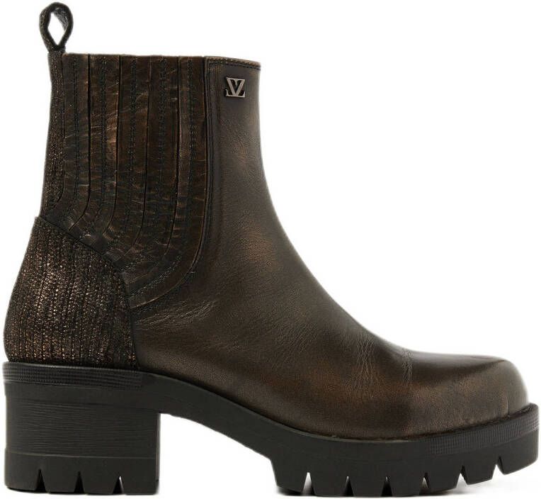 Lazamani Fey chunky leren chelsea boots bruin metallic