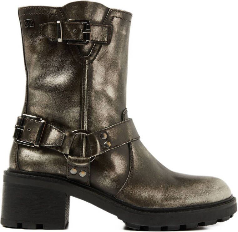 Lazamani Vintage Biker boots zilver Leer Dames