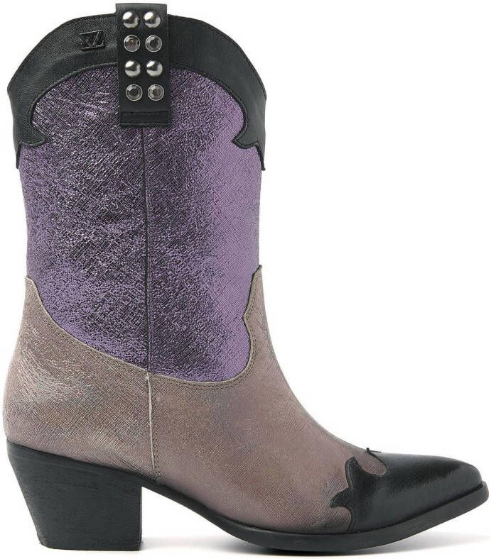 Lazamani Metallic Cowboylaarzen paars Leer Dames