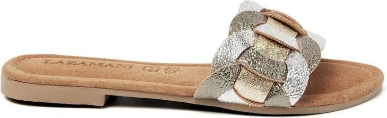 Lazamani Mona Leren Dames Slippers Pewter