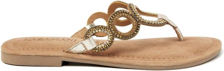 Lazamani Arielle Leren Dames Slippers Gold