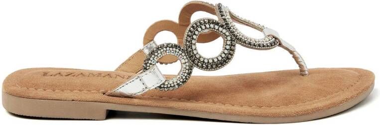 Lazamani Arielle Leren Dames Slippers Silver