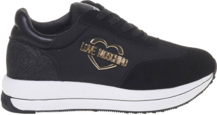 Love Moschino Daily run leren sneakers zwart