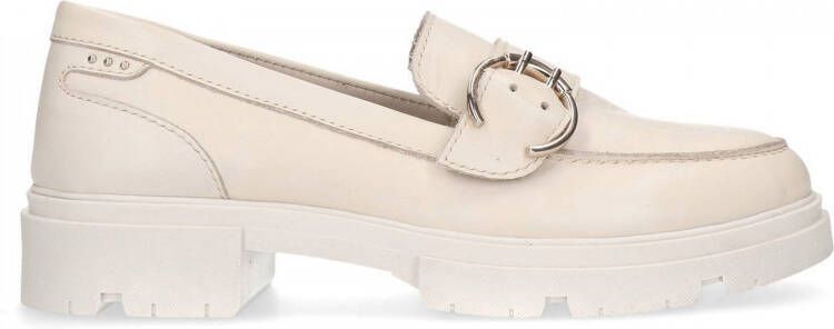 Manfield Dames Off white leren loafers met buckle