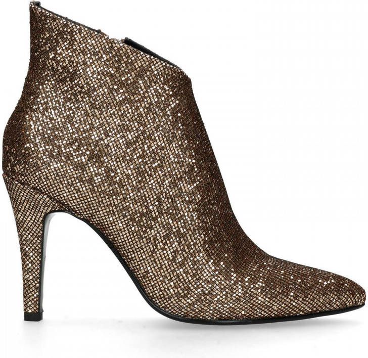 Manfield Dames Goudkleurige enkellaarsjes met glitters