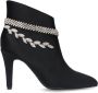 Manfield Dames Zwarte enkellaarsjes met strass - Thumbnail 1