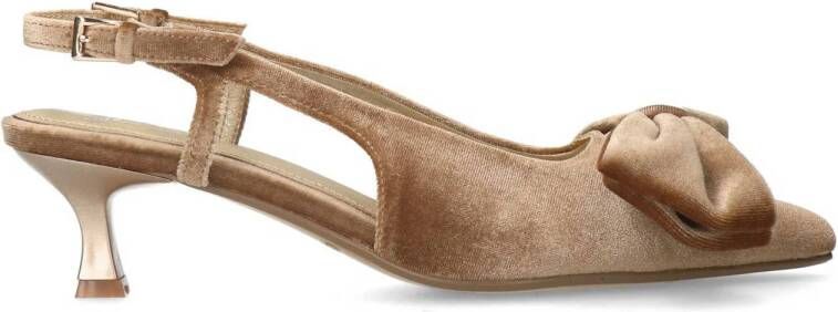 Manfield Dames Taupe velours slingbacks met strik