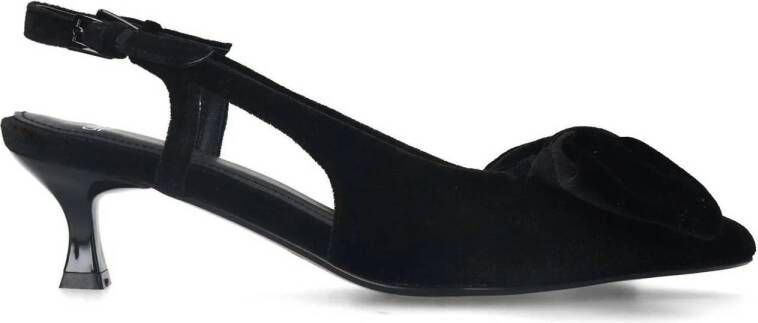 Manfield Dames Zwarte velours slingbacks met strik