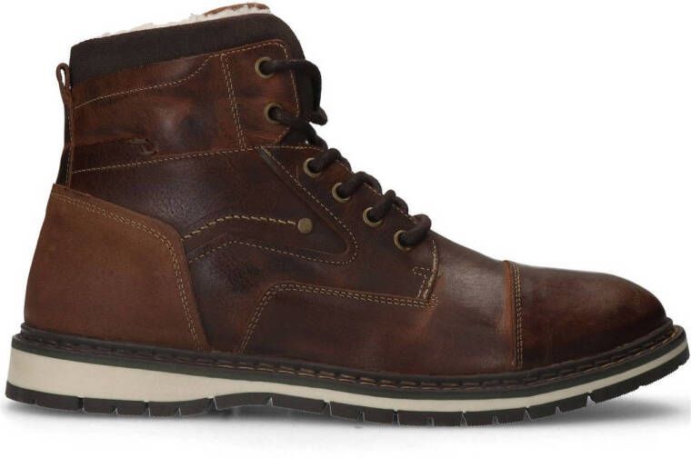 Manfield gevoerde leren veterboots cognac