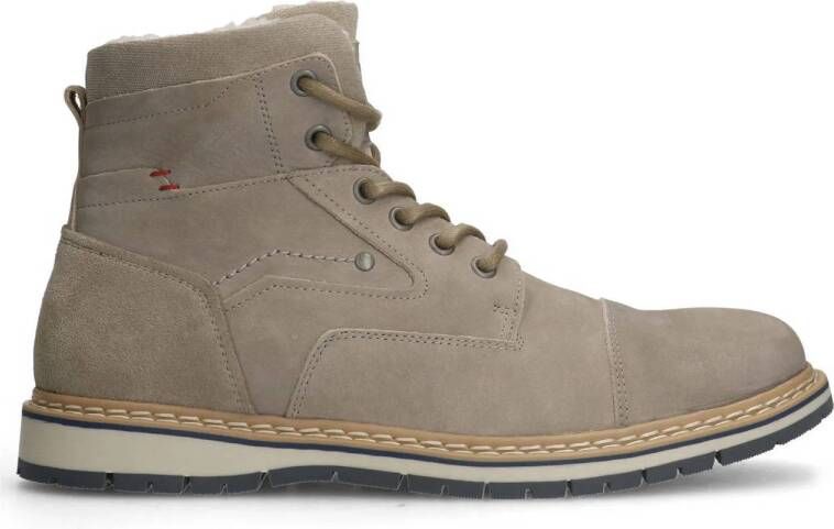 Manfield gevoerde nubuck veterboots taupe