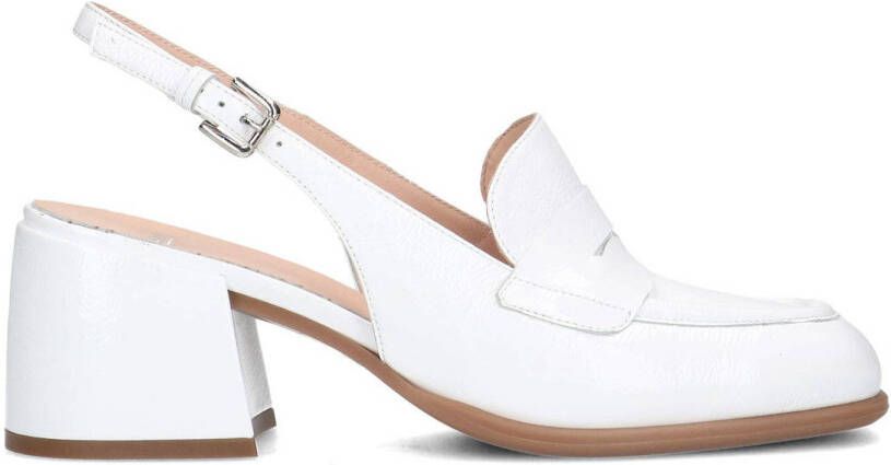 Manfield Dames Witte lakleren slingback pumps