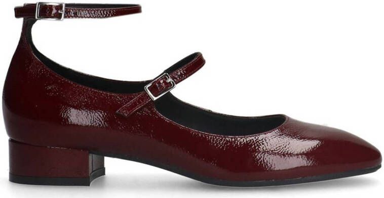 Manfield Dames Bordeaux rode lak leren Mary Jane pumps