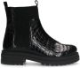 Manfield lakleren chelsea boots met crocoprint zwart - Thumbnail 1