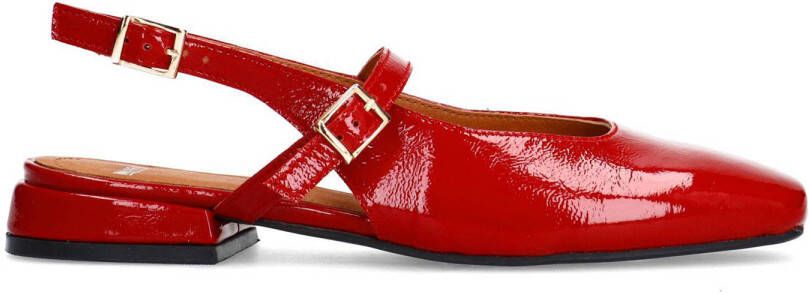 Manfield lakleren slingback loafers rood