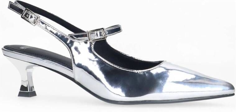 Manfield lakleren slingback pumps zilver