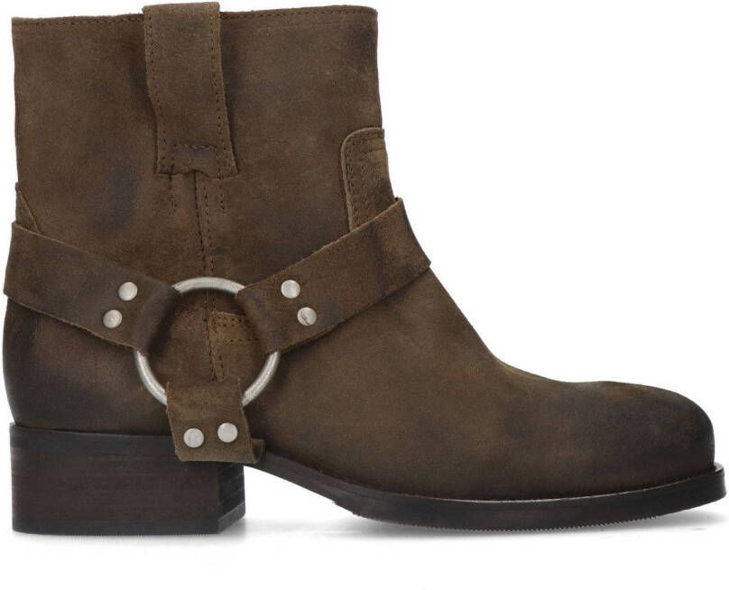 Manfield Dames Bruine suède biker boots