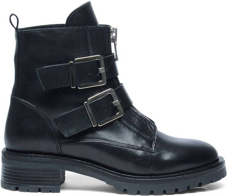 Manfield leren bikerboots zwart