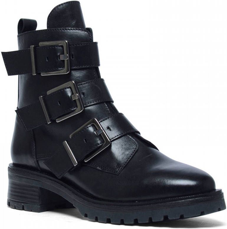 Manfield Dames Zwarte biker boots